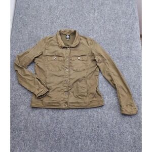 Kuhl Jacket Womens Large Olive Green Button Front Utility Twill Stretch Hiking